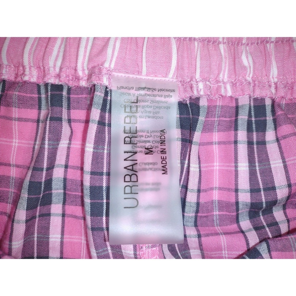 2 Cotton Sleep Shorts Womens (M) Pajama Boxer Pockets Pink Plaid & Pink Striped - Picture 7 of 9